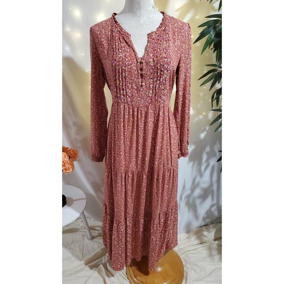 FatFace Dresses & Skirts - FatFace Maye Sunshine Ditsy Tiered Prairie Maxi Dress Womens Size 4 Cottage Pink